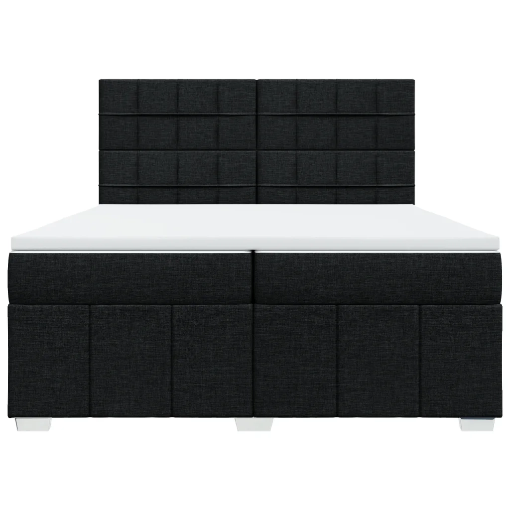 Giroletto a Molle con Materasso Nero 200x200 cm in Tessuto