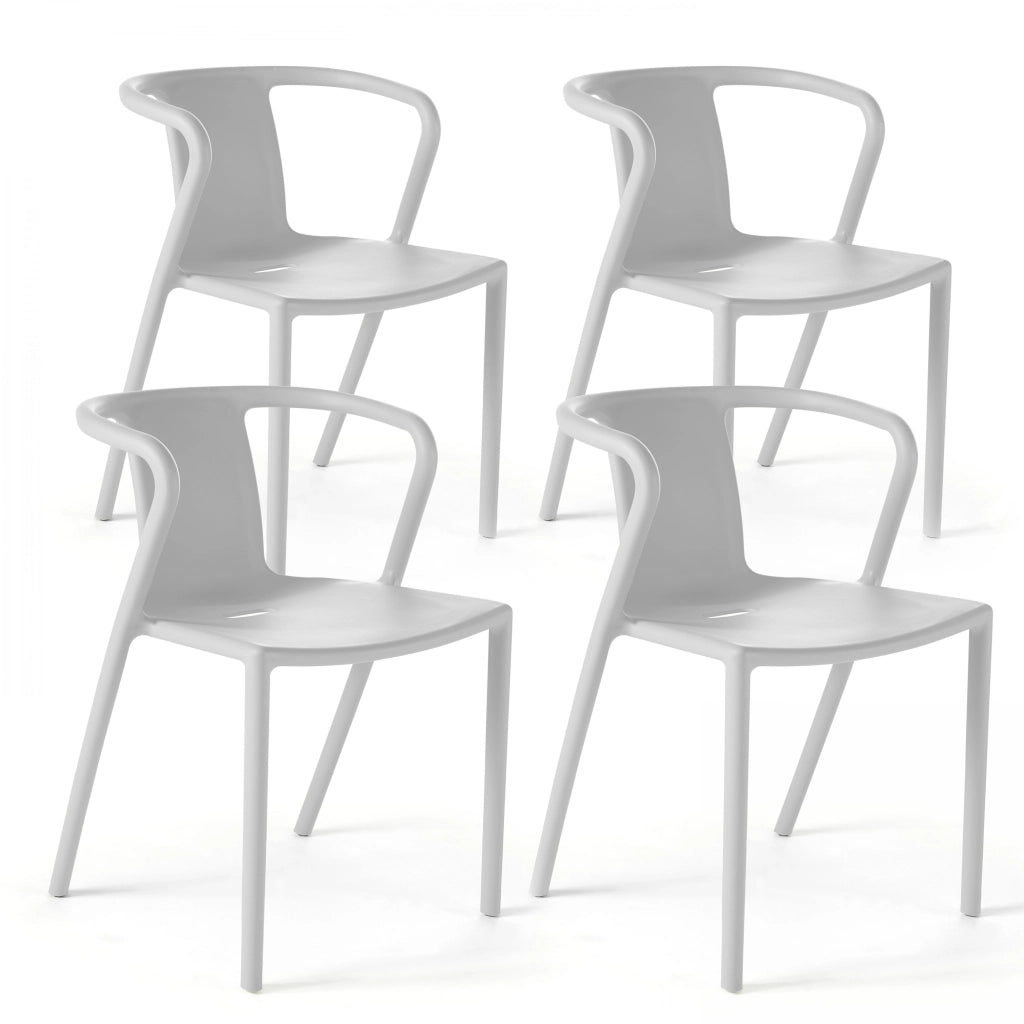 Oviala - Set di 4 sedie in plastica bianca