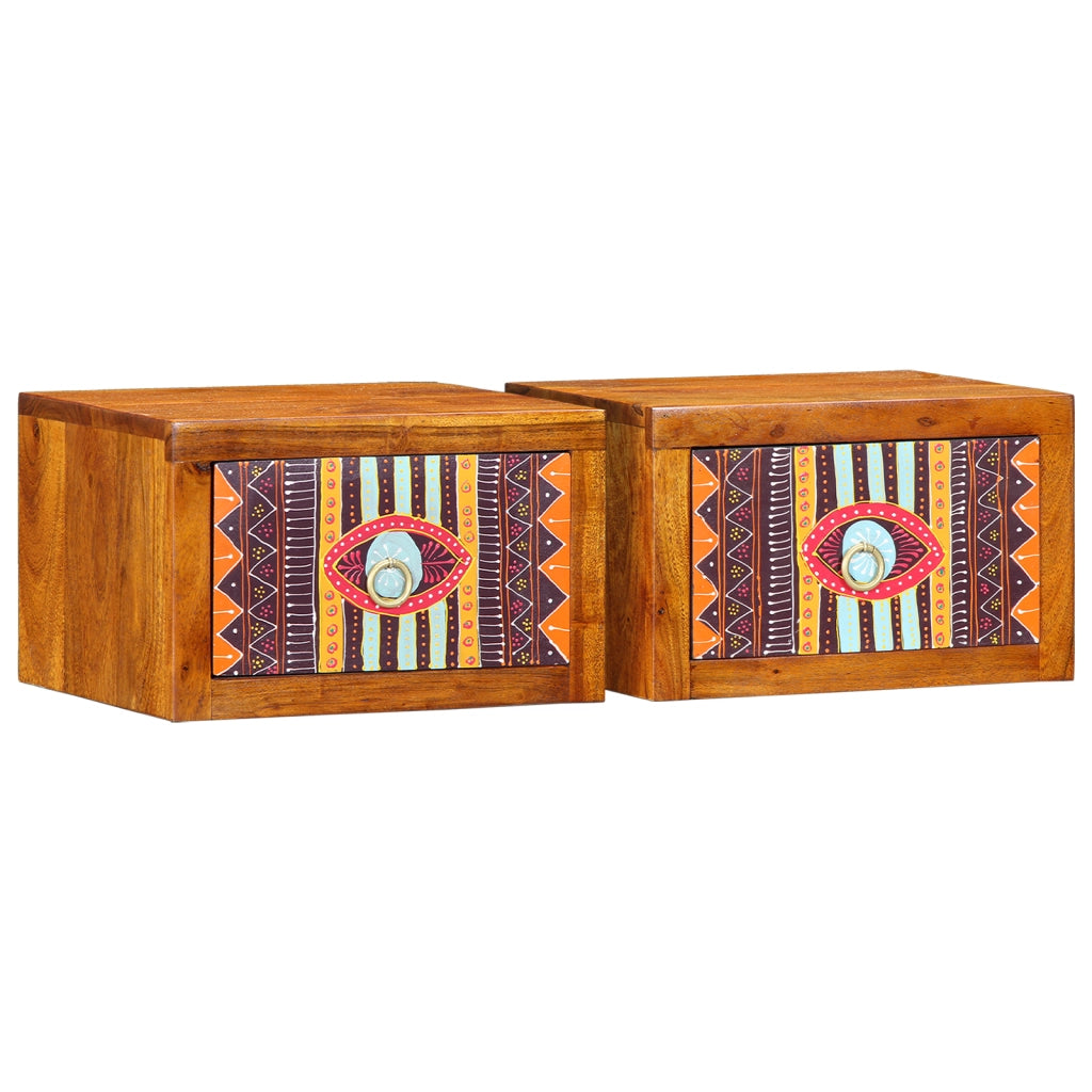 Cabinetti da notte  2 pz 35x30x22 cm in legno massello di acacia