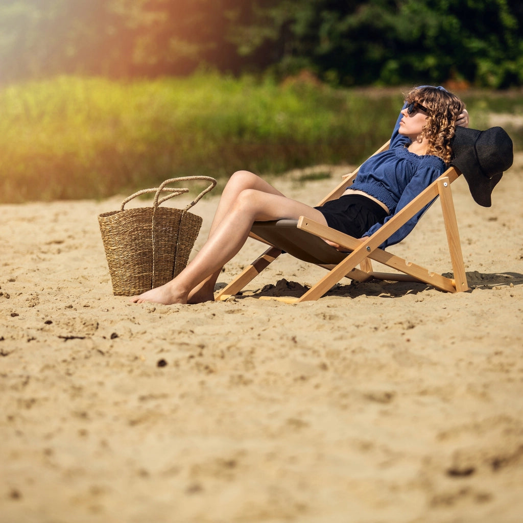 KADAX Lettini da giardino/spiaggia in legno pieghevoli, 2 pezzi, lucidati, di alta qualità