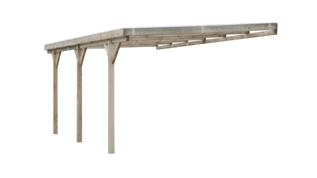 Tettoia posto auto coperto in legno 3x5.24 m - 15 m2 - copertura PVC   - CAR7-2PVCTR - ALTANKA