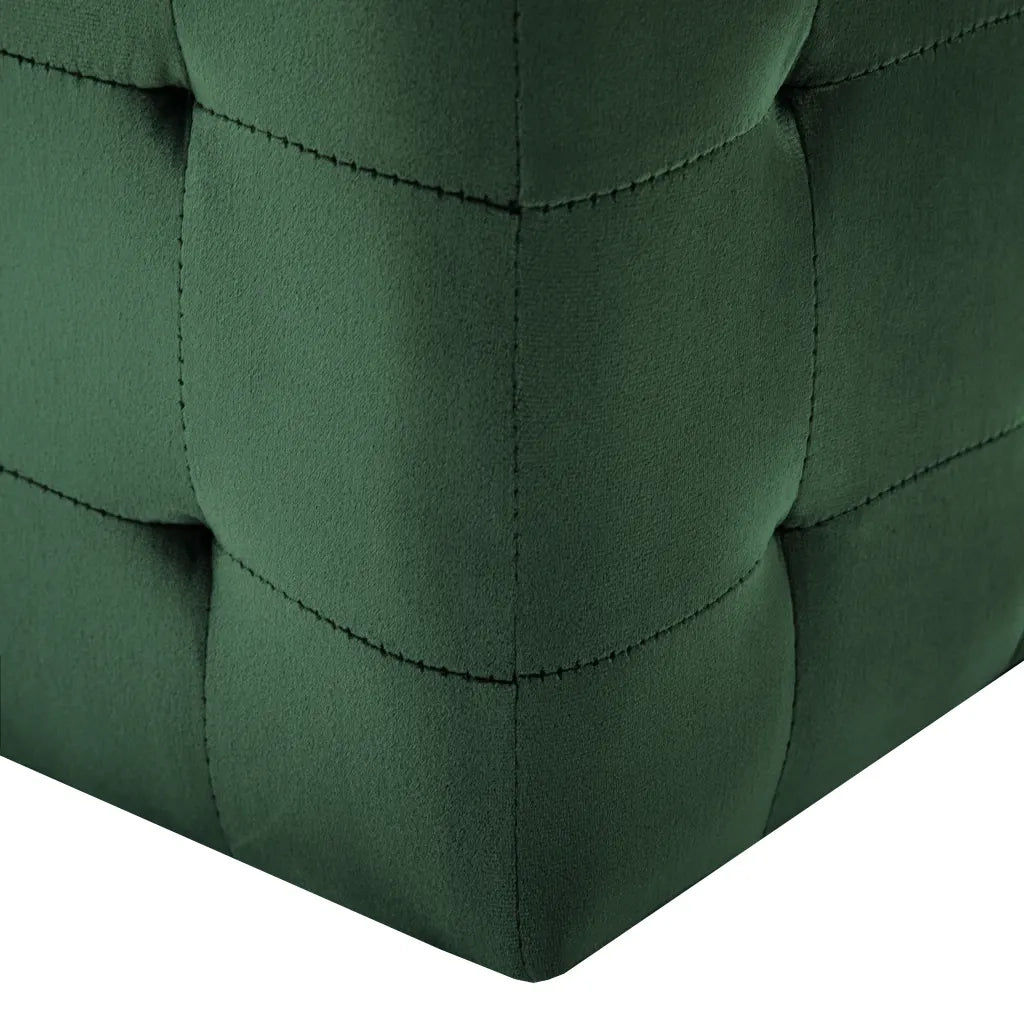 Set di 2 Comodini | Armadio da Notte | Mobiletto da notte Verde 30x30x30 cm in Tessuto Vellutato