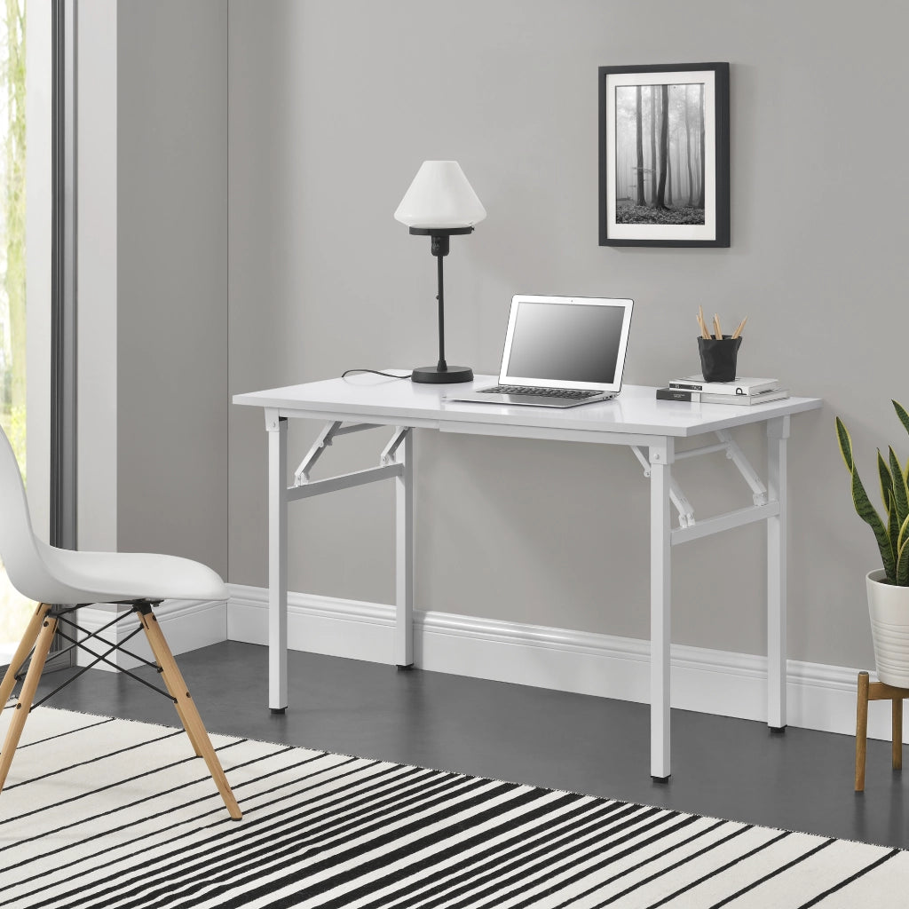 Tavolo Pieghevole Scrivania con Piano 120x60 cm Bianco [neu.haus]
