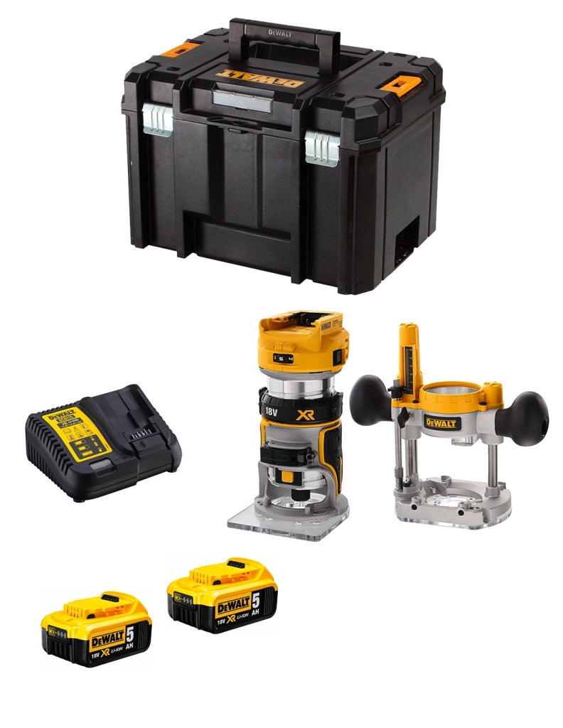 Fresatrice DeWALT DCW604P2T (2 x 5,0 Ah + DCB115 + TSTAK VI)