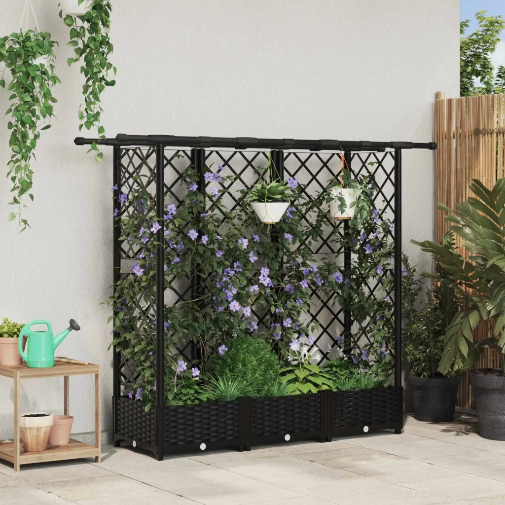 Letto Rialzato con Griglia e Tetto Nero 164 x 40 x 123 cm PP 42032546