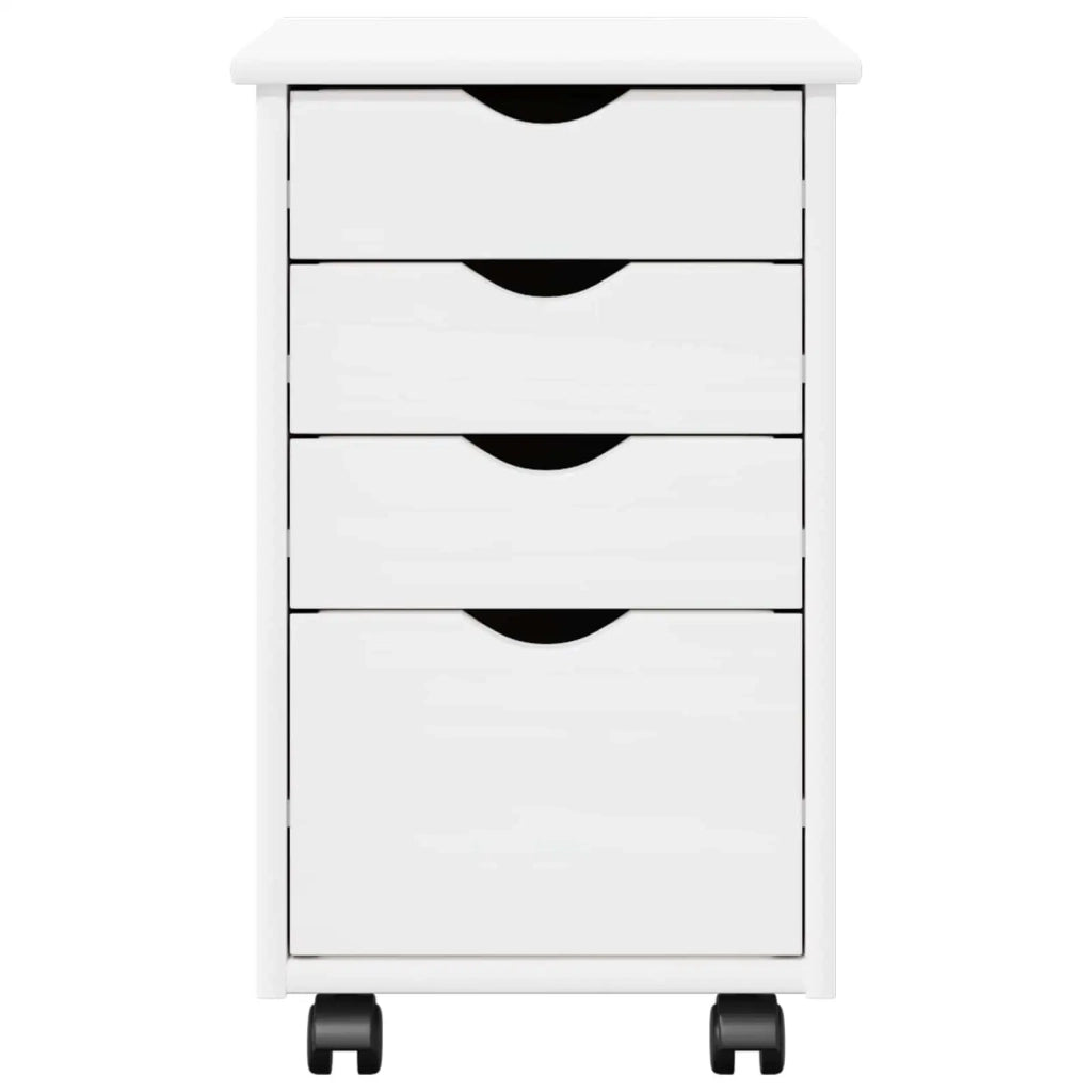Mobile con Ruote Bianco 34 x 39 x 56 cm Legno di pino massiccio
