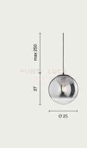 SOSPENSIONE BALU 3-TRASPARENTE 1 LUCE ATTACCO E27 D.25CM L.27CM