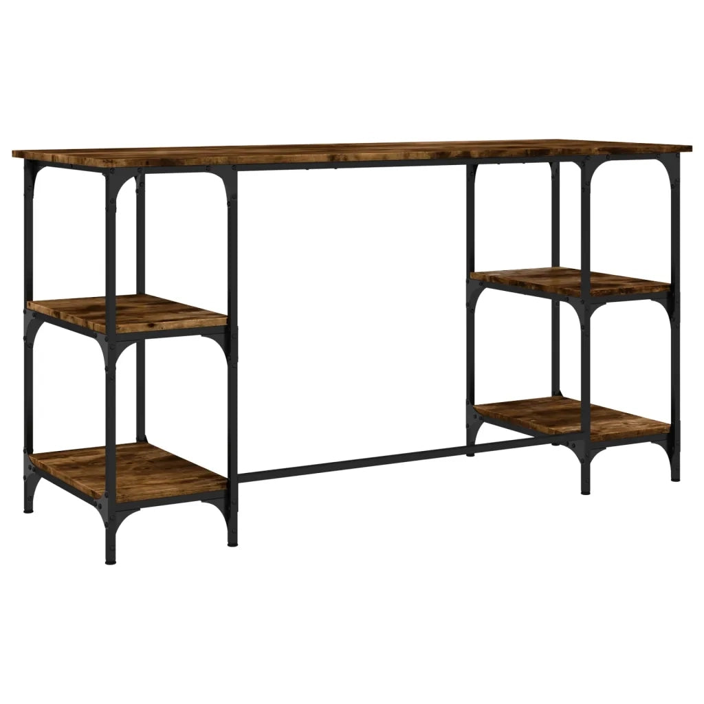 Scrivania Rovere Fumo 140x50x75 cm Metallo e Legno Multistrato 845328
