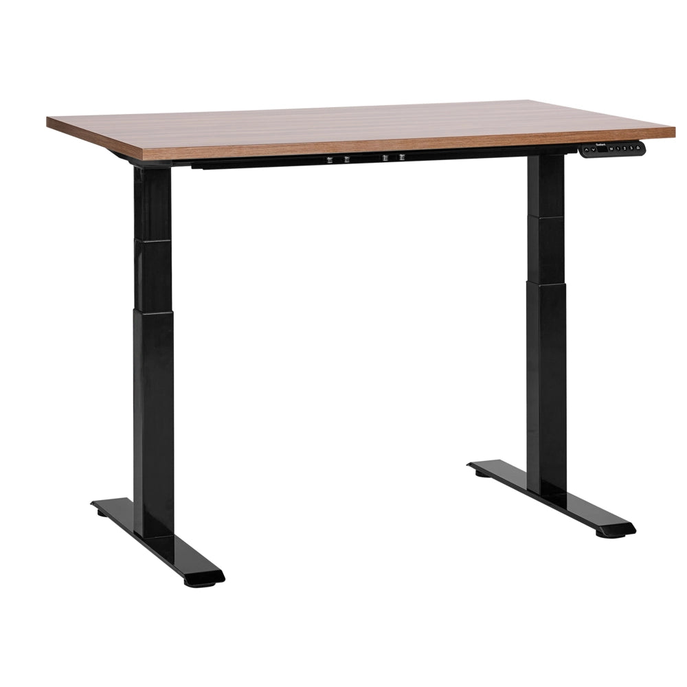 Scrivania regolabile in altezza elettricamente legno scuro e nero 120 x 72 cm Struttura in acciaio verniciato a polvere