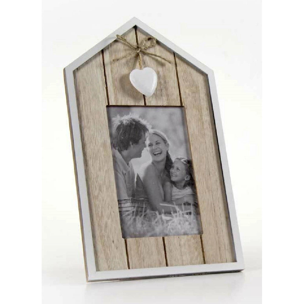 Trade Shop - Porta Foto Cornice Portafoto In Legno Decoro Cuore 17x28 Cm Da Appoggio 786372 -