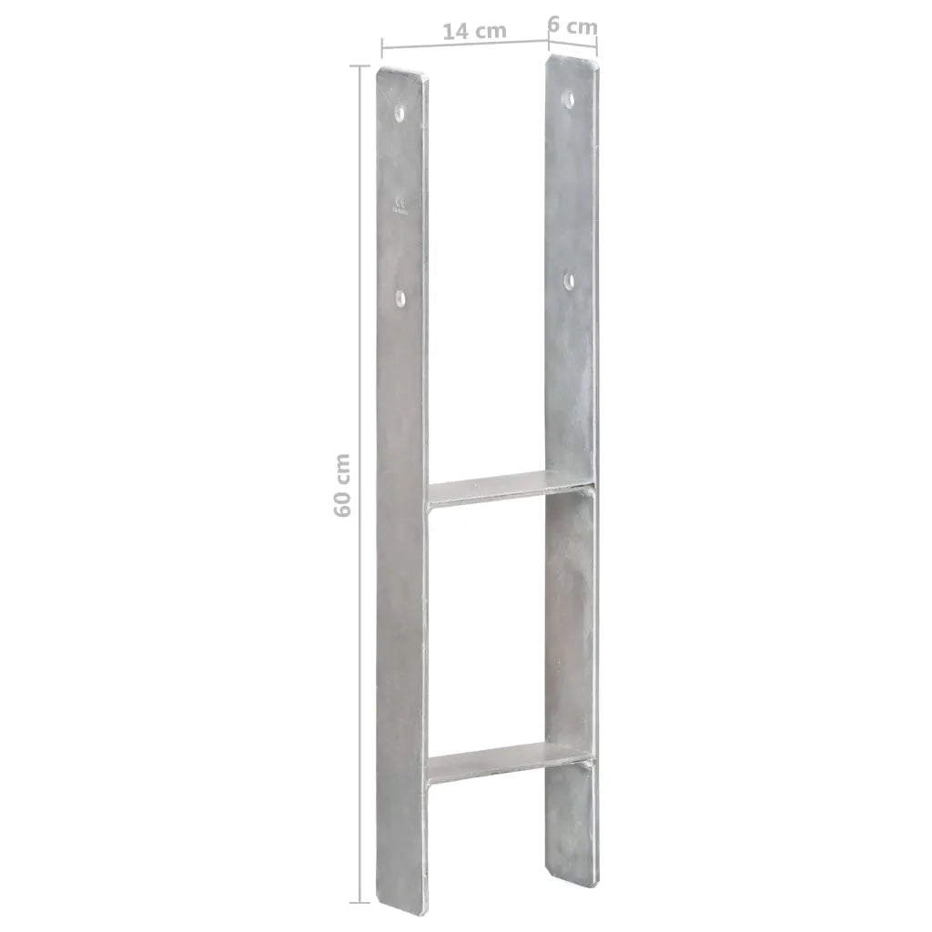 Picchetti per Recinzione 6 pz Argento 14x6x60cm Acciaio Zincato 145309