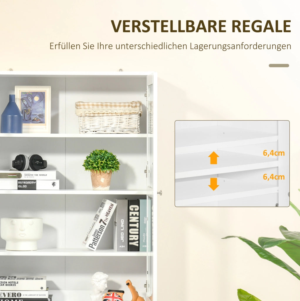 Mobile vetrina bianco in MDF con vetro temperato, 178,5 cm