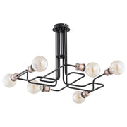 Plafoniera loft nera in metallo HOOK Alfa 6xE27 15W
