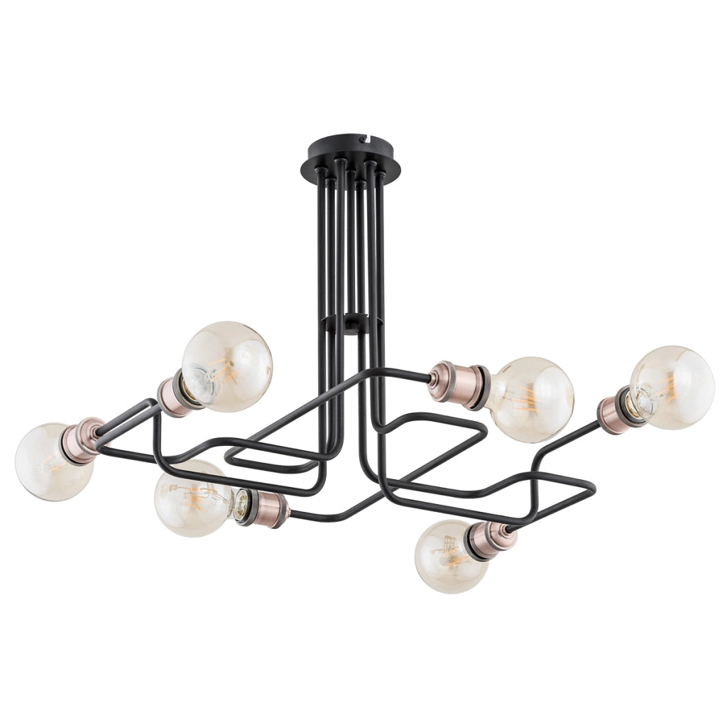 Plafoniera loft nera in metallo HOOK Alfa 6xE27 15W