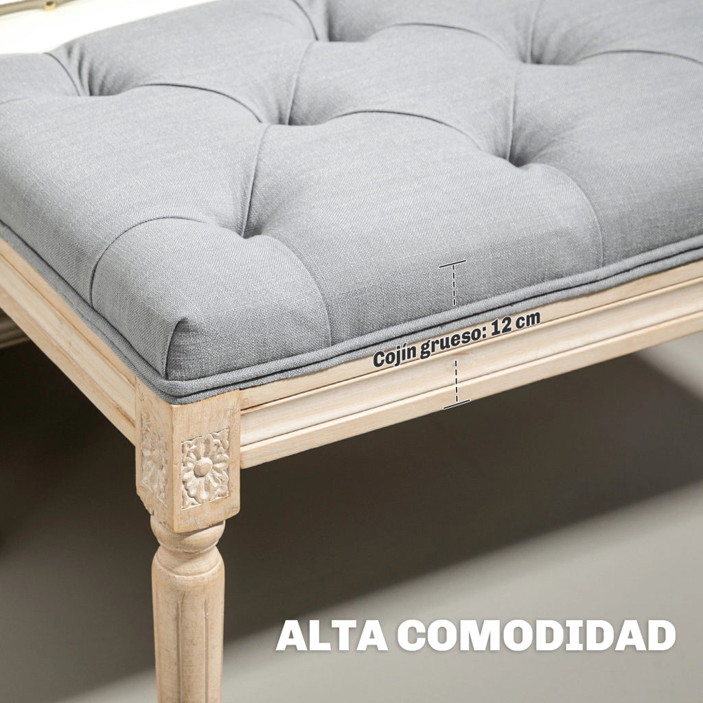 Pouf piedi letto imbottito in tessuto ¨C zephmum ¨C grigio chiaro
