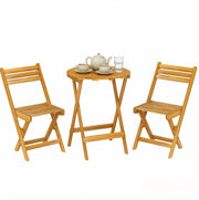 Set bistrot da giardino pieghevole 3 pezzi in legno di acacia; naturale