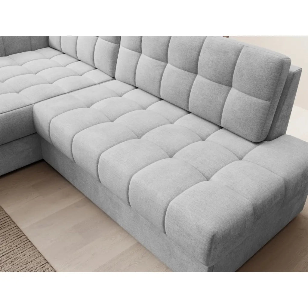Divano angolare convertibile CUBITO grigio 240 cm con contenitore angolo sinistro