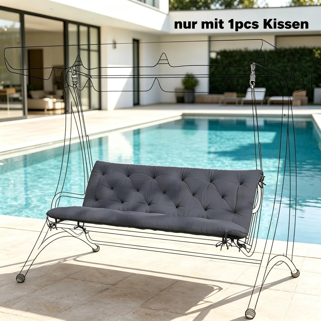 Cuscino per dondolo e panca con schienale alto e imbottitura spessa in cotone poliestere grigio 150 × 98 × 8 cm