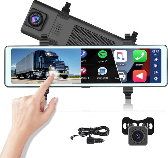 Retrovisore con dashcam 11,6 pollici CarPlay Android Auto - Retrovisore posteriore con display IPS registrazione WDR Bluetooth FM AUX 7V-36V