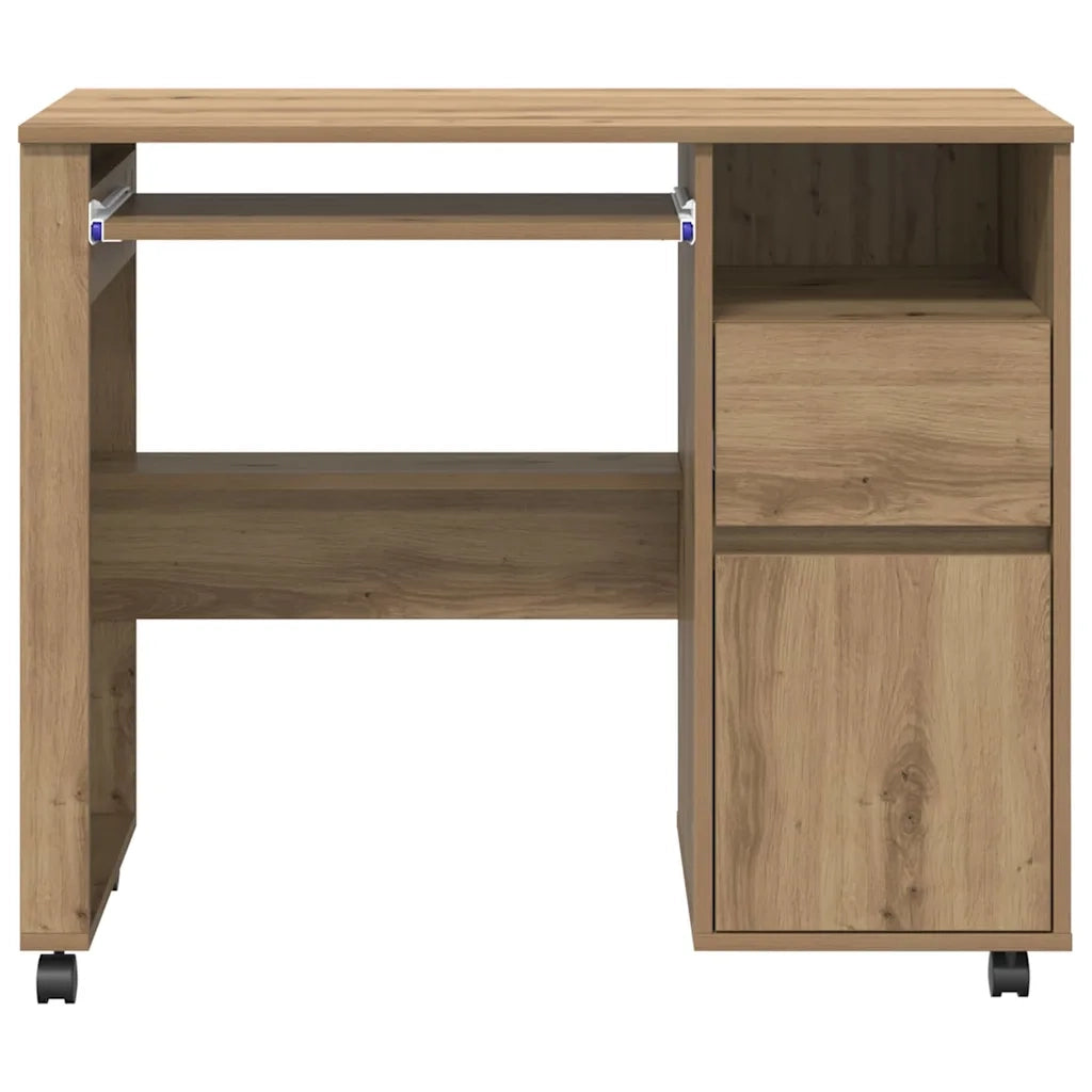Scrivania con Ruote Rovere artigianale 91 x 50 x 77 cm 869537