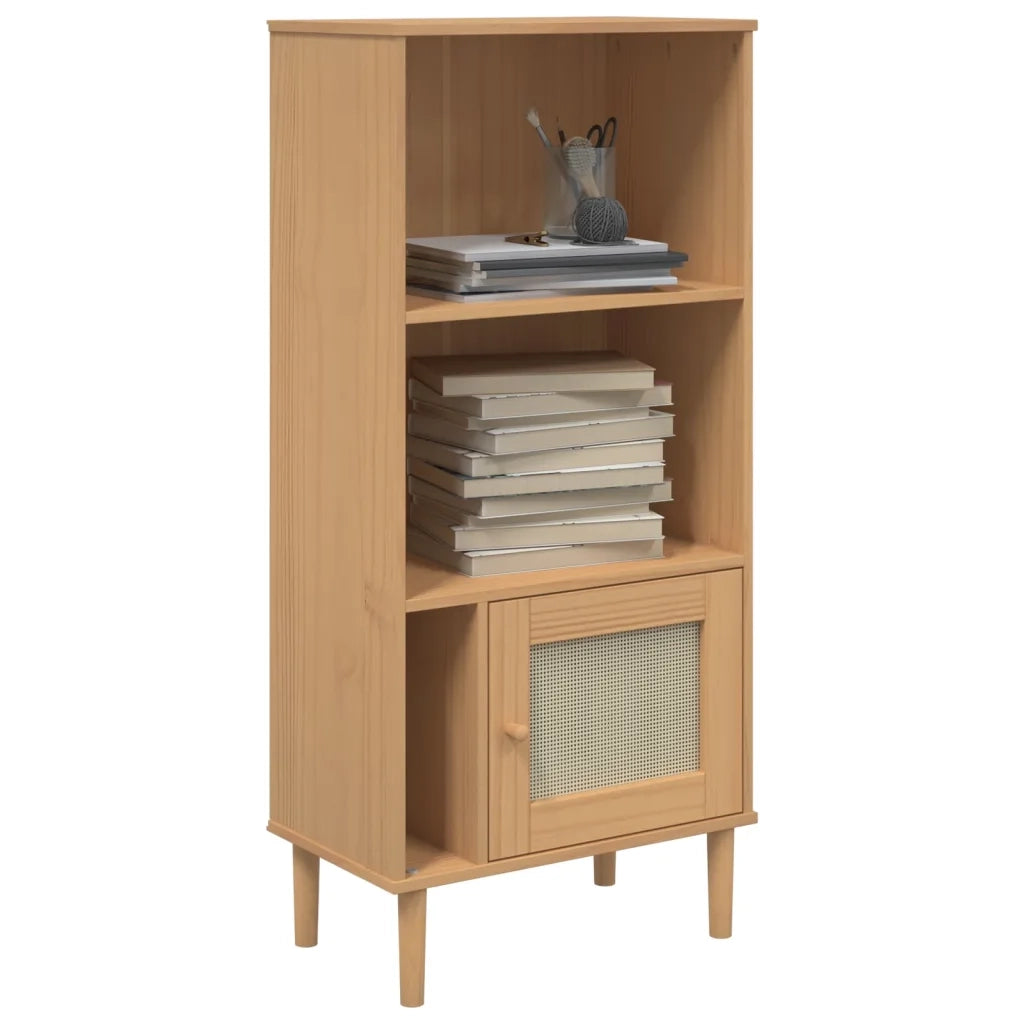 Credenza SENJA Aspetto Rattan Marrone 60x35x130 cm Legno Pinocod mxl 84130