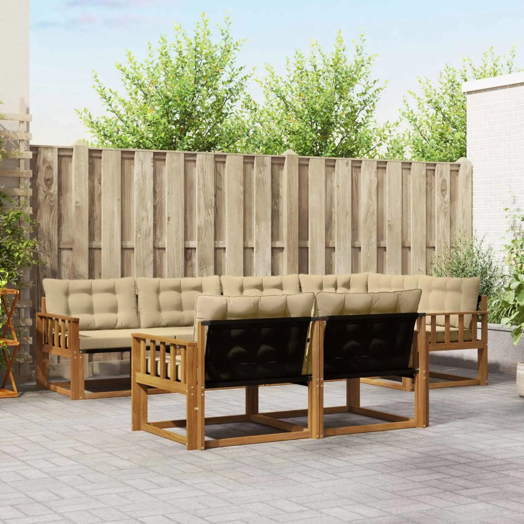 Set di divani da esterno con cuscino 7 pcs Naturale e Beige