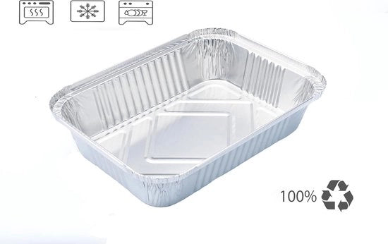 Piatti per alimenti da congelare e da cucina in alluminio con coperchio, capacità 1900 ml, 25 pezzi