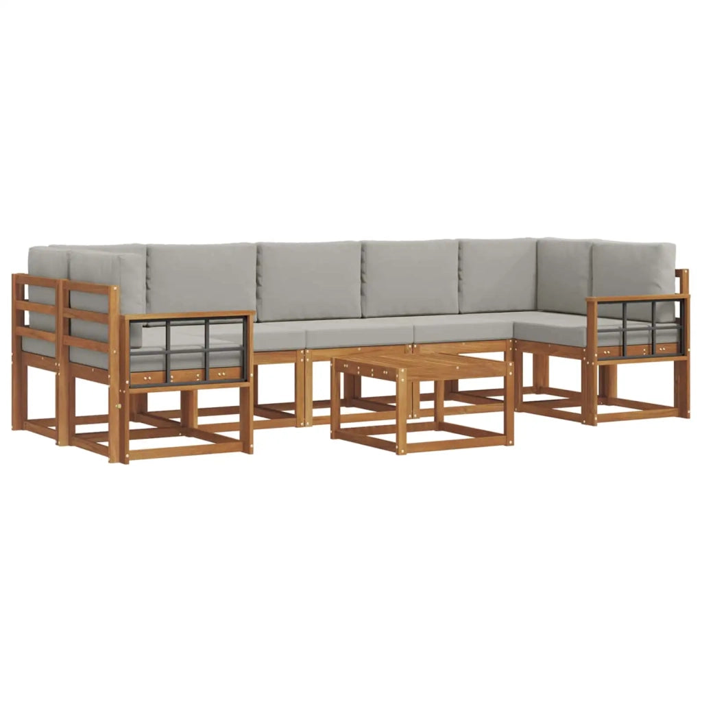Set di divani da esterno 8 pcs Grigio Naturale e Chiaro 3366159