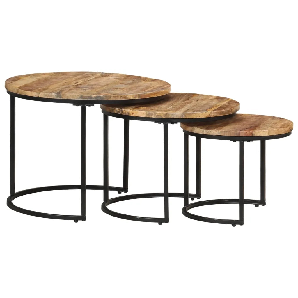 Tavolini Impilabili 3 pz in Legno di Mango Grezzo cod mxl 29759
