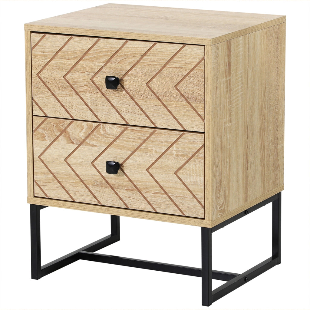 Comodino con 2 Cassetti in Legno ¨C Zephmum ¨C 48x39,5x60 cm
