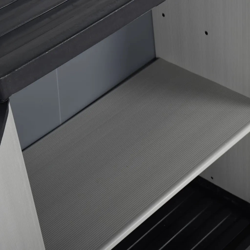 Armadietto da Giardino con 1 Ripiano Grigio e Nero 68x40x85 cm 340981