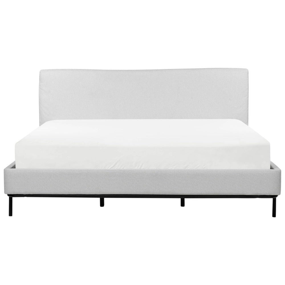 Letto a doghe Grigio Poliestere Tessuto Imbottito 180 x 200 cm EU Matrimoniale Design Moderno