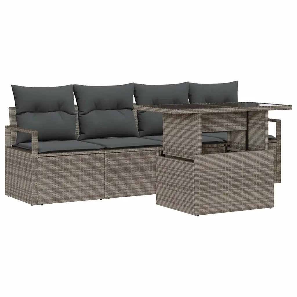 vidaXL Set Divano da Giardino 5 pcs Grigio Poly Rattan