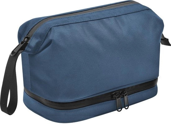 toilette impermeabile, con sezione asciutto/umido e contenitore compattibile per articoli da toeletta e igienico personale (blu)