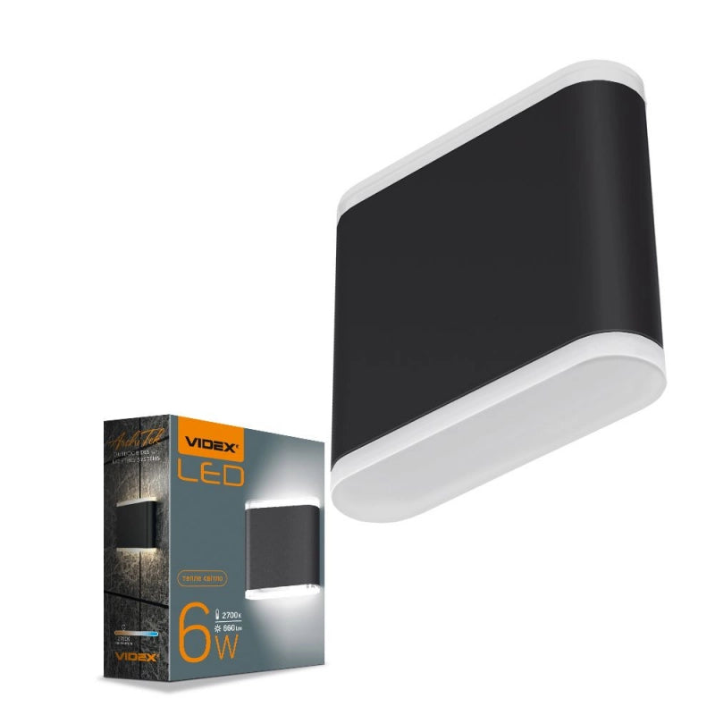 Applique da esterno LED 6W nera ovale Videx