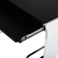 Scrivania per Computer con Ripiano, Cassetto e Armadietto, in MDF e Ferro, 100x52x75 cm, Bianca e Nera