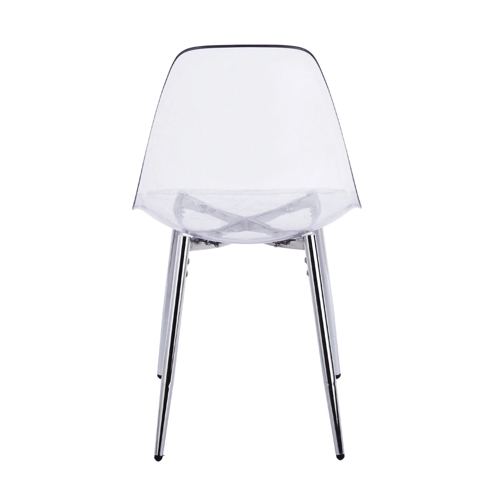 Set di 4 Sedie da Pranzo in Acrilico Trasparente con Gambe Argento Moderne