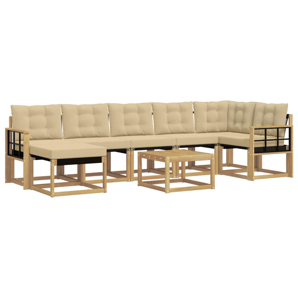 Set di divani da esterno con cuscino 8 pcs Bianco e Beige 3389723