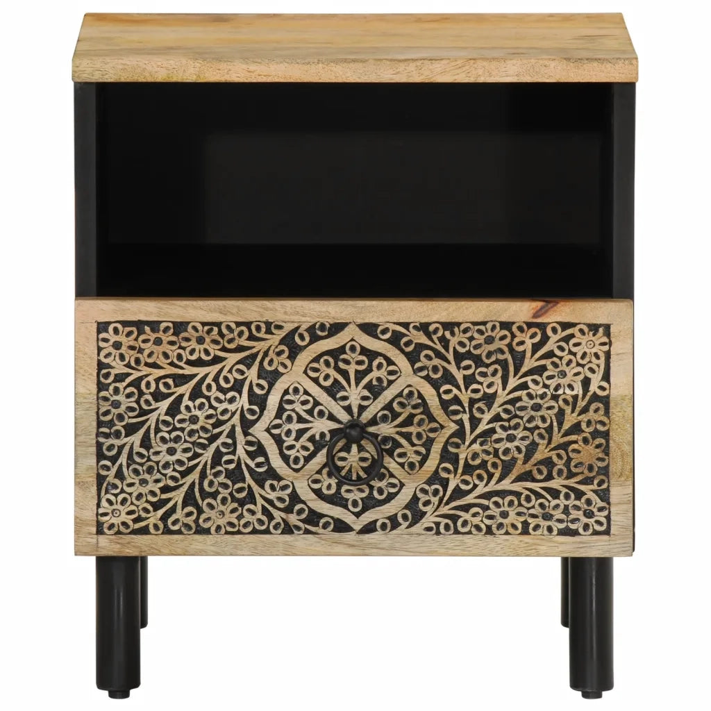 Comodino | Armadio da Notte | Mobiletto da notte 40x33x46 cm in Legno Massello di Mango