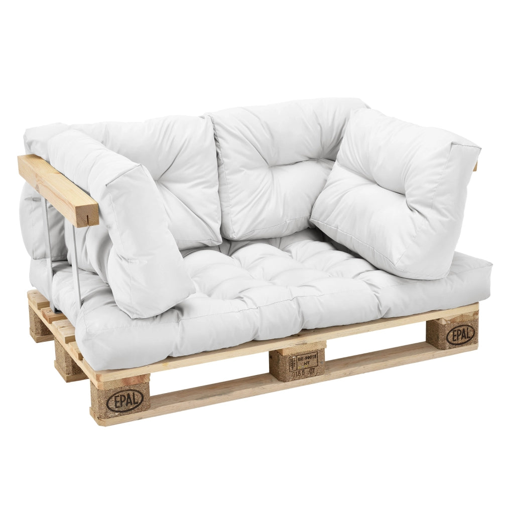 [en.casa] Cuscini per palette - a un set di 5 - cuscino sedile + cuscino schienale [bianco] divano a palette adatto per