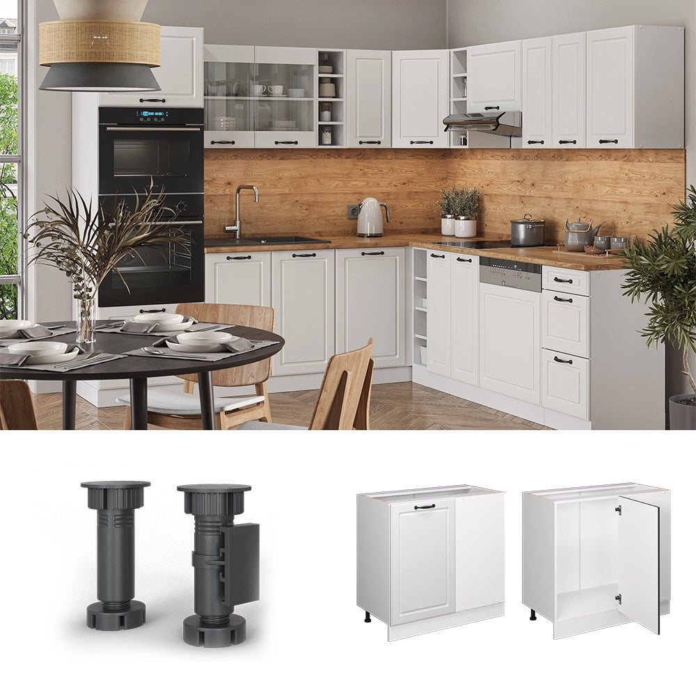 Mobile ad angolo cucina R-Line Bianco rustico/Bianco 86 cm senza piano di lavoro Vicco