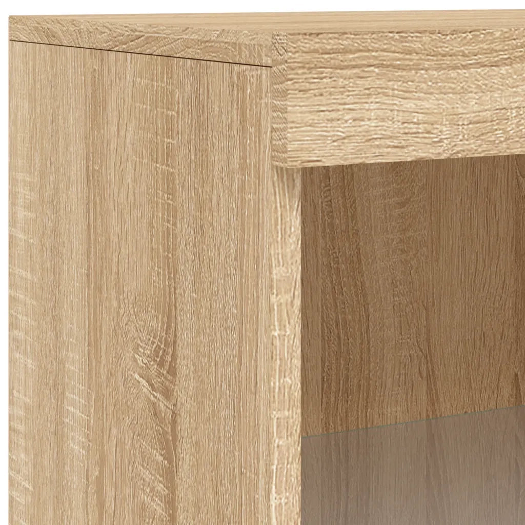 Credenza | Madia | Buffet da pranzo | Armadio da pranzo con Luci LED Rovere Sonoma 60,5x37x100 cm