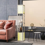 Lampada da Terra con 2 Ripiani, Interruttore a Catena, 26x26x156 cm, Grigio Chiaro