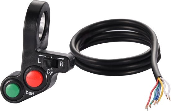 Comando di Azionamento per Fari e Clacson per Motocicletta - Vervangingsschakelaar - Nero - Per Scooter e Moped - Comando Robusto e Idroimpermeabile - 7/8 Pollici