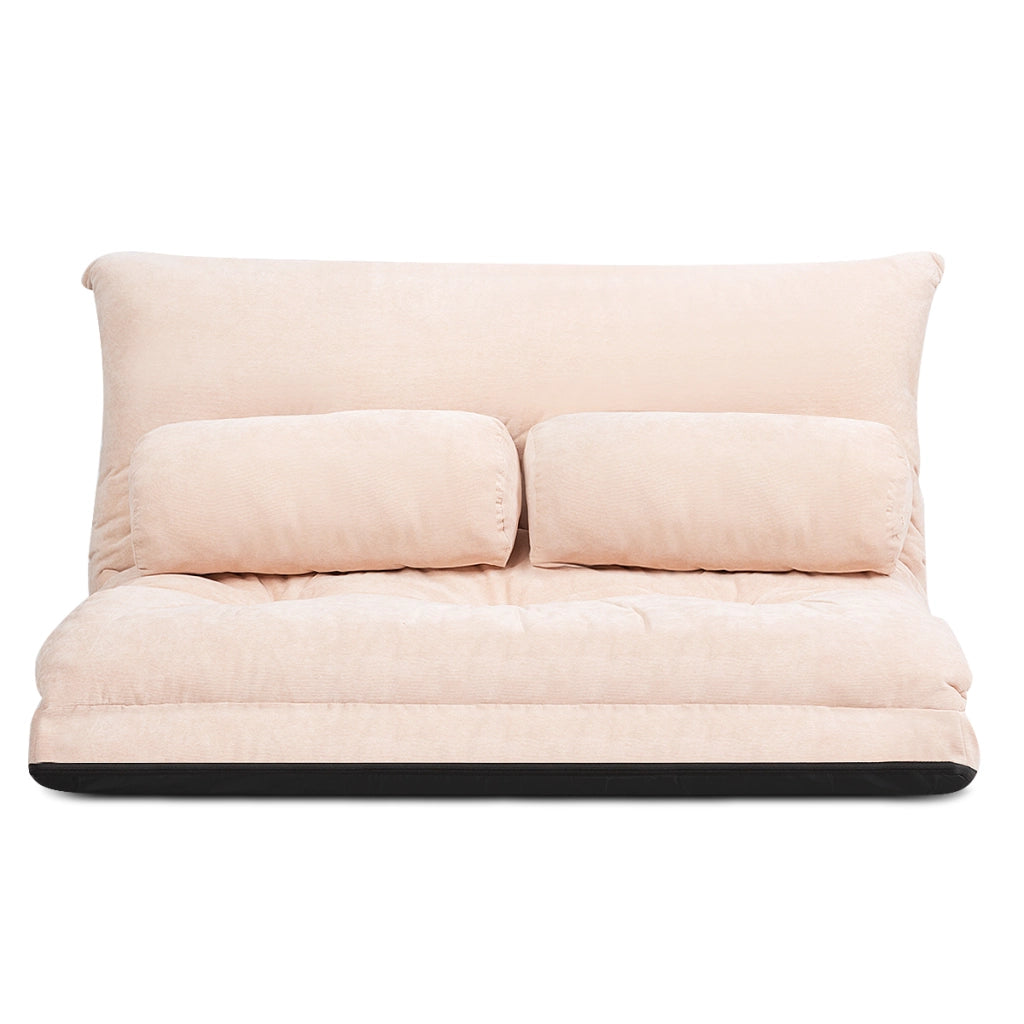Divano terra regolabile 6 posizioni 2 cuscini letto durevole stabile-Sofa Divano fodera camoscio Beige