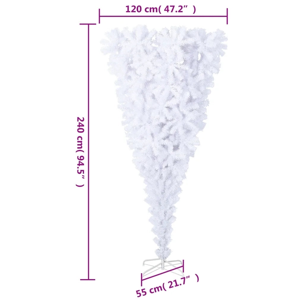 Albero di Natale Artificiale Capovolto con Base Bianco 240 cm 344669