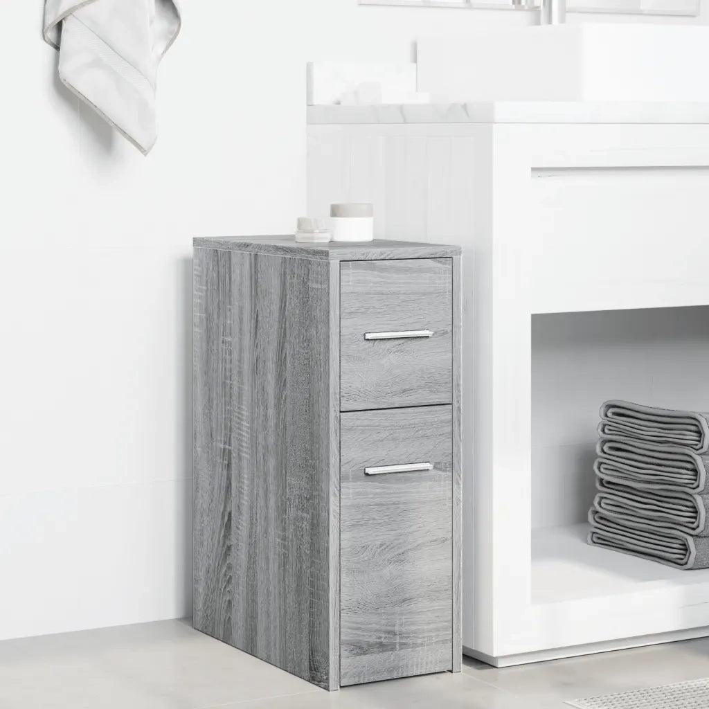 Armadietto da Bagno | Armadio da bagno Stretto con Ruote Grigio Sonoma Truciolato