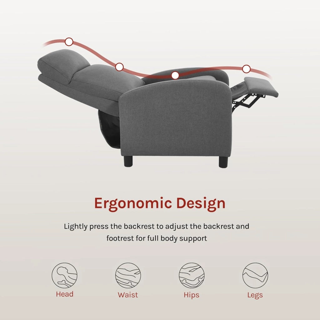 Poltrona Reclinabile a Multilivello, Chaise Longue con Poggiapiedi Regolabile, Poltrona Relax Singolo, Con Schienale Alto, Seduta Imbottita, Lino, Grigio Scuro, SKS58dgr