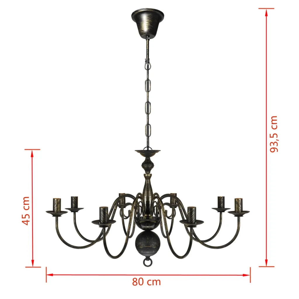 Lampadario Stile Antico Metallo Nero Lampadine 8 x E14 cod mxl 48458