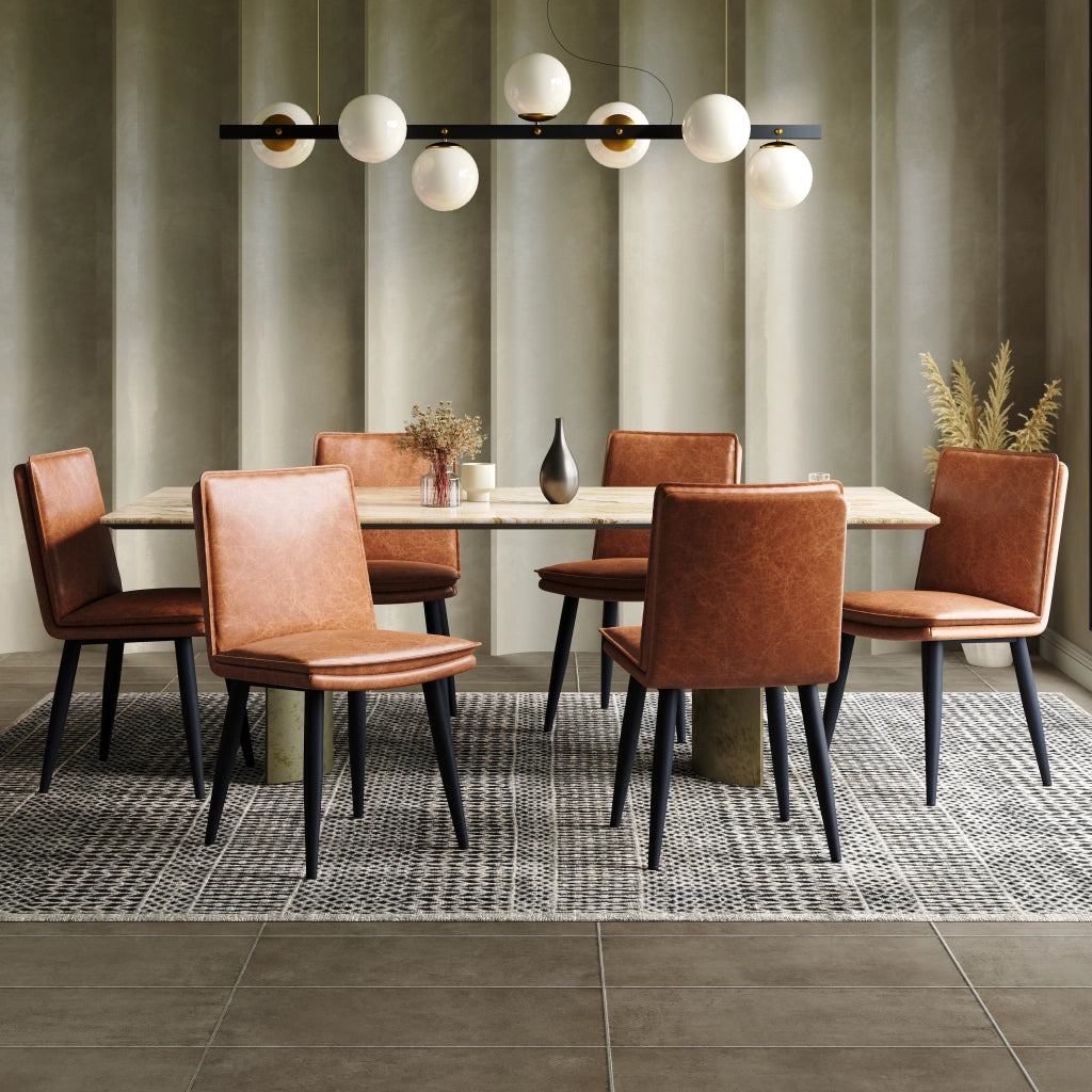 SEDIA da pranzo Set da 4 pezzi in PU marrone con gambe in metallo